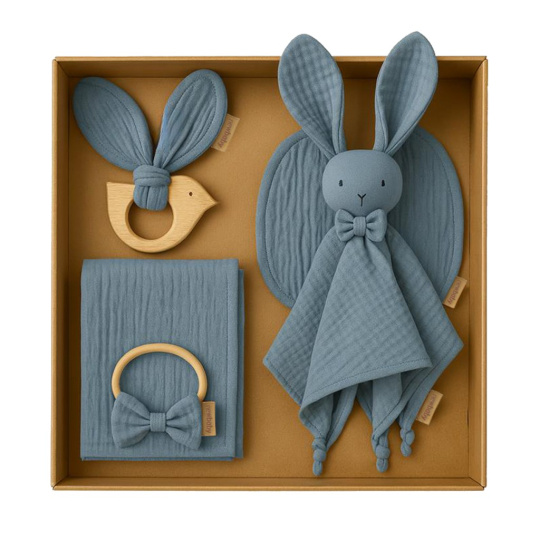 Mušelínová dárková sada pro děti New Baby šedá