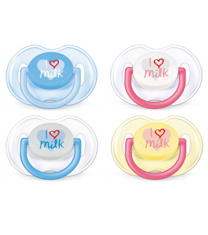 Avent šidítko silikonové 0-6 m bez BPA I LOVE MILK , 2ks Avent šidítko silikonové 0-6 m bez BPA I LOVE MILK , 2ks