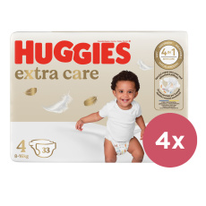 4x HUGGIES® Pleny jednorázové Extra Care 4 (8-14 kg) 33 ks