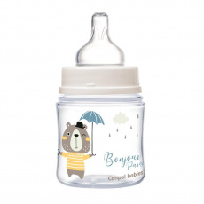 CANPOL BABIES Láhev se širokým hrdlem Bonjour Paris 120 ml modrá CANPOL BABIES Láhev se širokým hrdlem Bonjour Paris 120 ml modrá