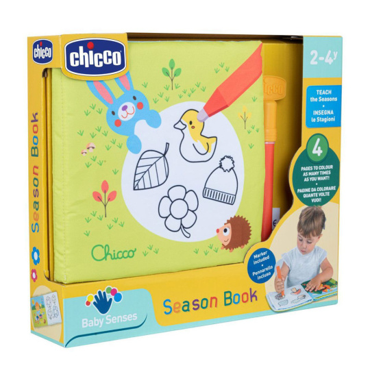 CHICCO Knížka na opakování malování pomocí vody Seasons 24m+