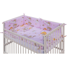 Dětská postýlka se stahovací bočnicí - bílá - 120x60 cm s kompletní výbavou Mráček Barva soupravy: Mráček růžový