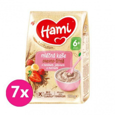 7x HAMI Kaše mléčná ovesno-žitná s banánem, jahodami a malinami 210 g, 6+ 7x HAMI Kaše mléčná ovesno-žitná s banánem, jahodami a malinami 210 g, 6+