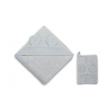 FUNNABABY Mušelínový set Osuška s kapucí + žínka Dove Grey FUNNABABY Mušelínový set Osuška s kapucí + žínka Dove Grey