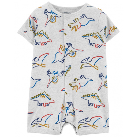 CARTER'S Overal letní krátký rukáv Grey Dino chlapec 3m