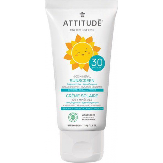 ATTITUDE Tyčinka dětská 100% minerální ochranná na obličej a rty Sunly SPF 30 bez vůně 20 g