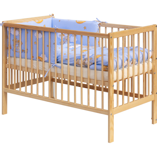 Scarlett Dětská postýlka s kompletní výbavou Scarlett 120 x 60 cm - Mráček - modrá Scarlett Dětská postýlka s kompletní výbavou Scarlett 120 x 60 cm - Mráček - modrá