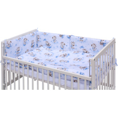 Dětská postýlka se stahovací bočnicí - bílá - 120x60 cm s kompletní výbavou Fiki Barva soupravy: Fiki modrá