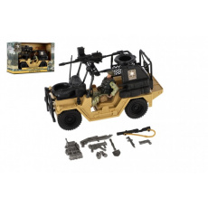 Auto vojenské terénní s vojákem plast s doplňky na volný chod v krabici 27x18x11,5cm Auto vojenské terénní s vojákem plast s doplňky na volný chod v krabici 27x18x11,5cm