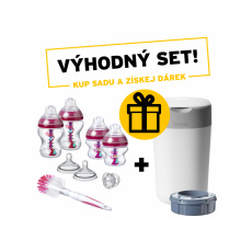 Sada kojeneckých lahviček C2N ANTI-COLIC Pink + Koš na pleny Sangenic Twist & Click Sada kojeneckých lahviček C2N ANTI-COLIC Pink + Koš na pleny Sangenic Twist & Click