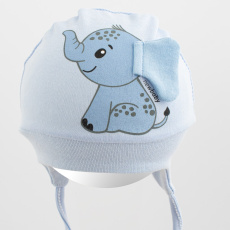 Bavlněná kojenecká čepička New Baby Happy Elephant blue Bavlněná kojenecká čepička New Baby Happy Elephant blue
