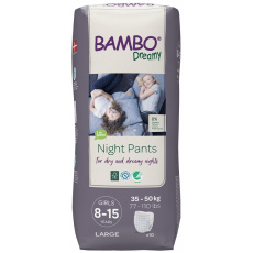 BAMBO Dreamy Night Pants Kalhotky plenkové jednorázové Girls 8-15 let (35-50 kg) 10 ks BAMBO Dreamy Night Pants Kalhotky plenkové jednorázové Girls 8-15 let (35-50 kg) 10 ks