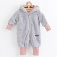 Luxusní dětský zimní overal New Baby Teddy bear šedo růžový
