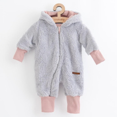Luxusní dětský zimní overal New Baby Teddy bear šedo růžový Luxusní dětský zimní overal New Baby Teddy bear šedo růžový