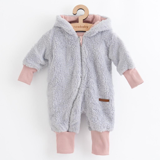 Luxusní dětský zimní overal New Baby Teddy bear šedo růžový Luxusní dětský zimní overal New Baby Teddy bear šedo růžový