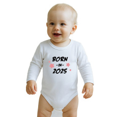 Dětské body s potiskem New Baby BORN IN 2025 pink Dětské body s potiskem New Baby BORN IN 2025 pink