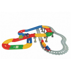Play Tracks - vlak s kolejemi plast 5ks autíček,délka dráhy 6,3m s doplňky v krabici 80x53x14cm 12m+