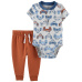 CARTER'S Set 2dílný body kr. rukáv, tepláky Brown Cars Henley kluk 12m