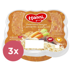 3x HAMI Talířek Zeleninový bulgur s jehněčím a kuřecím 230 g, 12+