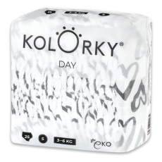 KOLORKY DAY Pleny jednorázové eko, srdce S (3-6 kg) 25 ks KOLORKY DAY Pleny jednorázové eko, srdce S (3-6 kg) 25 ks