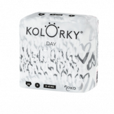 KOLORKY DAY Pleny jednorázové eko, srdce S (3-6 kg) 25 ks KOLORKY DAY Pleny jednorázové eko, srdce S (3-6 kg) 25 ks