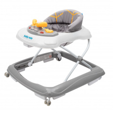 Dětské chodítko Baby Mix s volantem a silikonovými kolečky šedá Dětské chodítko Baby Mix s volantem a silikonovými kolečky šedá