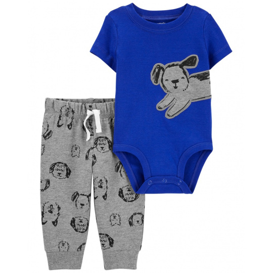 CARTER'S Set 2dílný body kr. rukáv, tepláky Blue Dog kluk 18m