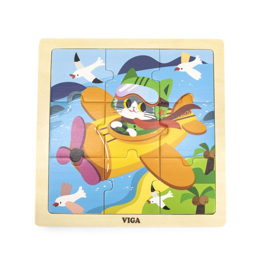 Dřevěné puzzle pro nejmenší Viga 9 ks Letadlo