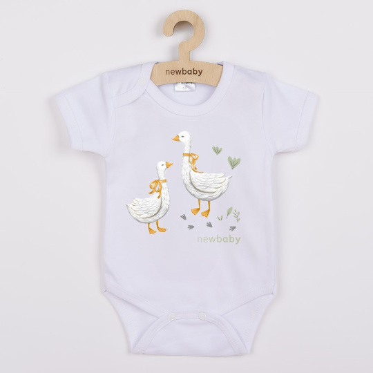 Dětské body s potiskem New Baby Husičky - krátký rukáv