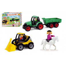 Truckies set farma plast traktor s přívěsem, nakladač s doplňky v krabici 38x28x10cm 24m+ Truckies set farma plast traktor s přívěsem, nakladač s doplňky v krabici 38x28x10cm 24m+