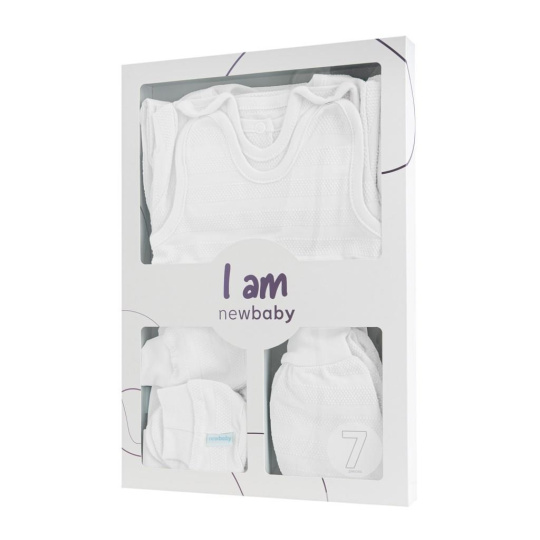 7-dílná kojenecká soupravička do porodnice New Baby I AM bílá