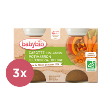 3x BABYBIO Příkrm mrkev dýně 2x 130 g 3x BABYBIO Příkrm mrkev dýně 2x 130 g