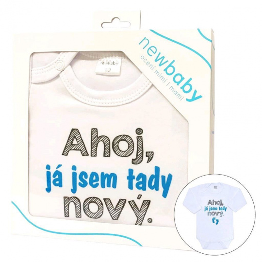 Body s potiskem New Baby Ahoj, já jsem tady nový - dárkové balení