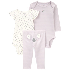 CARTER'S Set 3dílný body dl. rukáv, body kr. rukáv, legíny Purple Stripe/Koala holka 9m/vel. 74 CARTER'S Set 3dílný body dl. rukáv, body kr. rukáv, legíny Purple Stripe/Koala holka 9m/vel. 74