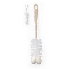 BABYONO Kartáč na kojenecké lahve s mini kartáčkem Beige