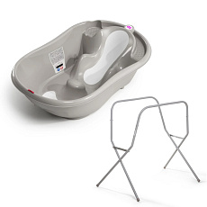 OK BABY SET Vanička rostoucí protiskluzová Onda Evolution 0–12m Grey + Kovový stojan na vanu OK BABY SET Vanička rostoucí protiskluzová Onda Evolution 0–12m Grey + Kovový stojan na vanu