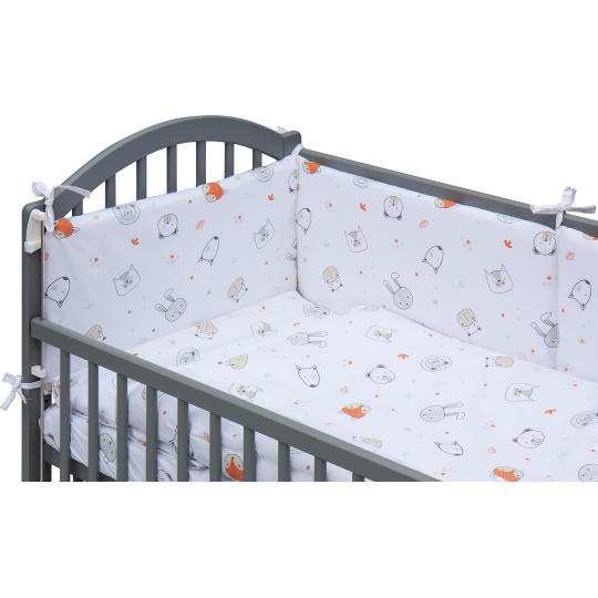 Dětská postýlka se stahovací bočnicí - šedá - 120x60 cm s kompletní výbavou Decentní motiv Barva soupravy: Labra Dětská postýlka se stahovací bočnicí - šedá - 120x60 cm s kompletní výbavou Decentní motiv Barva soupravy: Labra