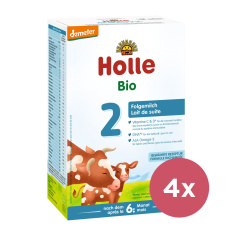 4x HOLLE Výživa bio dětská mléčná 2 pokračovací, 6m+ 600 g