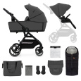 KINDERKRAFT SELECT Kočárek kombinovaný Yoxi 2v1 Moonlight Grey + Fusak3v1 Jibot Horizontal Ink