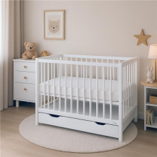 Dětská postýlka se šuplíkem New Baby BASIC bílá Dětská postýlka se šuplíkem New Baby BASIC bílá