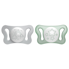 CHICCO Dudlík Physio Micro silikonový 0-2m noční 2 ks CHICCO Dudlík Physio Micro silikonový 0-2m noční 2 ks