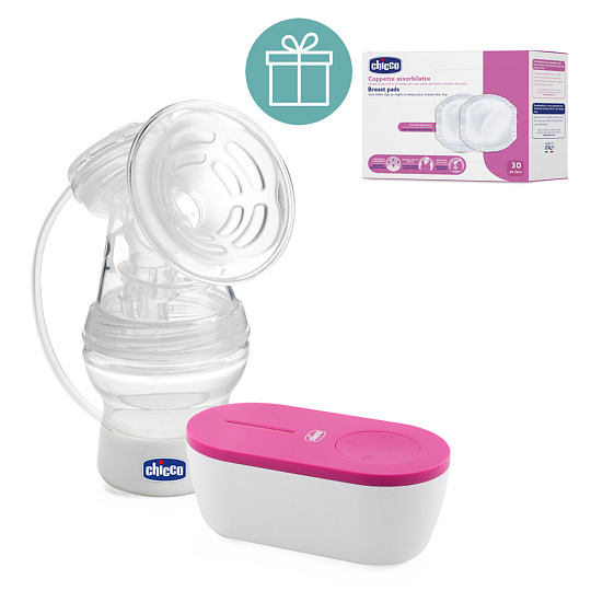 CHICCO Odsávačka mateřského mléka elektrická Travel Pink USB + CHICCO Vložky do podprsenky 30ks CHICCO Odsávačka mateřského mléka elektrická Travel Pink USB + CHICCO Vložky do podprsenky 30ks