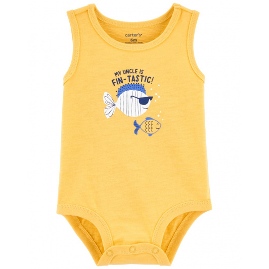 CARTER'S Body bez rukávů Yellow Fish kluk 12m