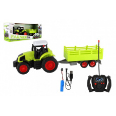 Traktor RC s vlekem plast 38cm 27MHz + dobíjecí pack na baterie v krabici 45x19x13cm Traktor RC s vlekem plast 38cm 27MHz + dobíjecí pack na baterie v krabici 45x19x13cm