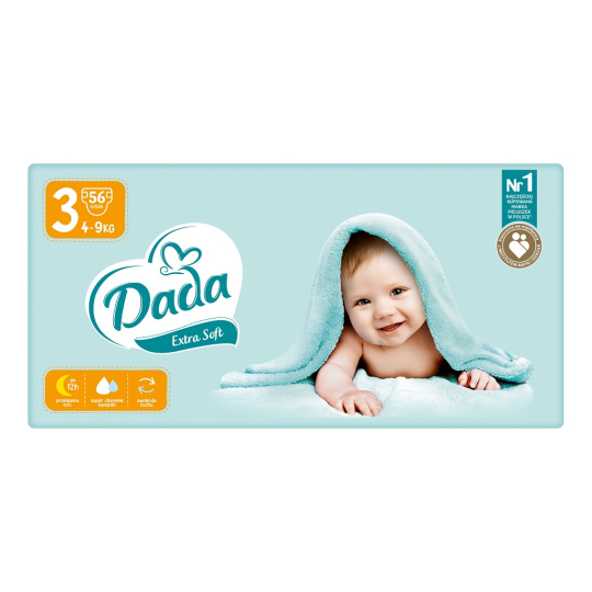 DADA Extra Soft Pleny jednorázové 3 Midi (4-9 kg) 56 ks