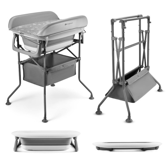 KINDERKRAFT Stolek přebalovací s vaničkou Bubbly Grey KINDERKRAFT Stolek přebalovací s vaničkou Bubbly Grey