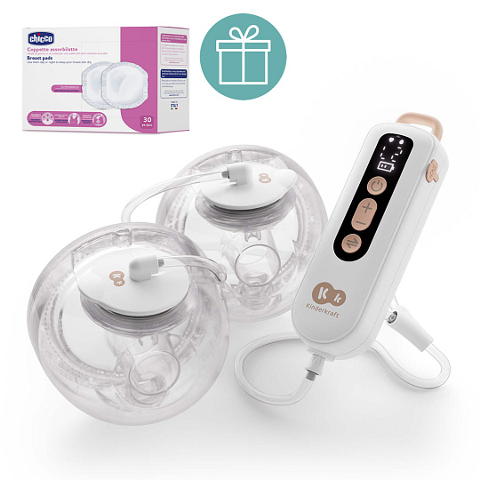 KINDERKRAFT Odsávačka mléka Double Hands-free Gentle Flow Gold + CHICCO Vložky do podprsenky 30ks KINDERKRAFT Odsávačka mléka Double Hands-free Gentle Flow Gold + CHICCO Vložky do podprsenky 30ks