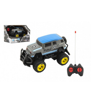 Auto RC policie terénní plast 16cm na baterie v krabici 19x14x13cm Auto RC policie terénní plast 16cm na baterie v krabici 19x14x13cm