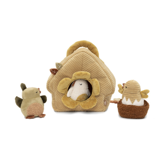 Ptačí budka s ptáčky textilní Tiny Park Ptačí budka s ptáčky textilní Tiny Park