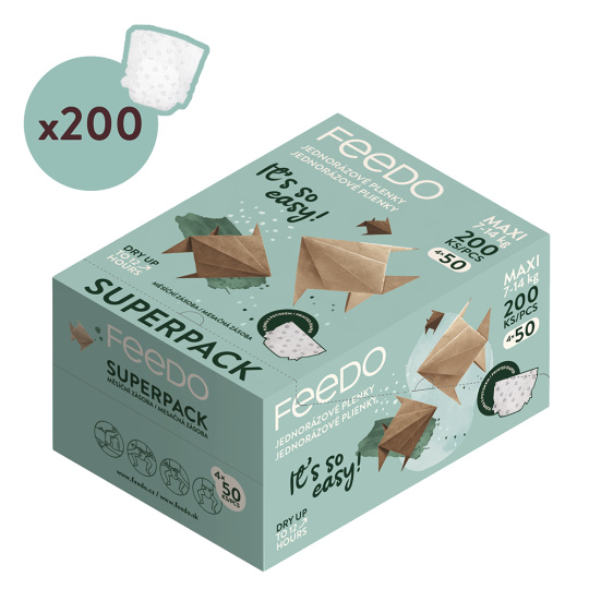 FEEDO Pleny jednorázové MAXI (od 7 do 14 kg), 200 ks, měsíční balení